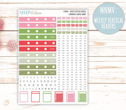 MAY 2025 Stickers for Small Horizontal & Vertical Laurel Denise Planners. (Formerly Mini Planner) "Strawberry Garden" || MNSG