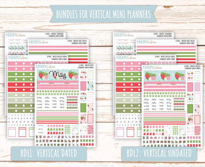 MAY 2025 Stickers for Small Horizontal & Vertical Laurel Denise Planners. (Formerly Mini Planner) "Strawberry Garden" || MNSG