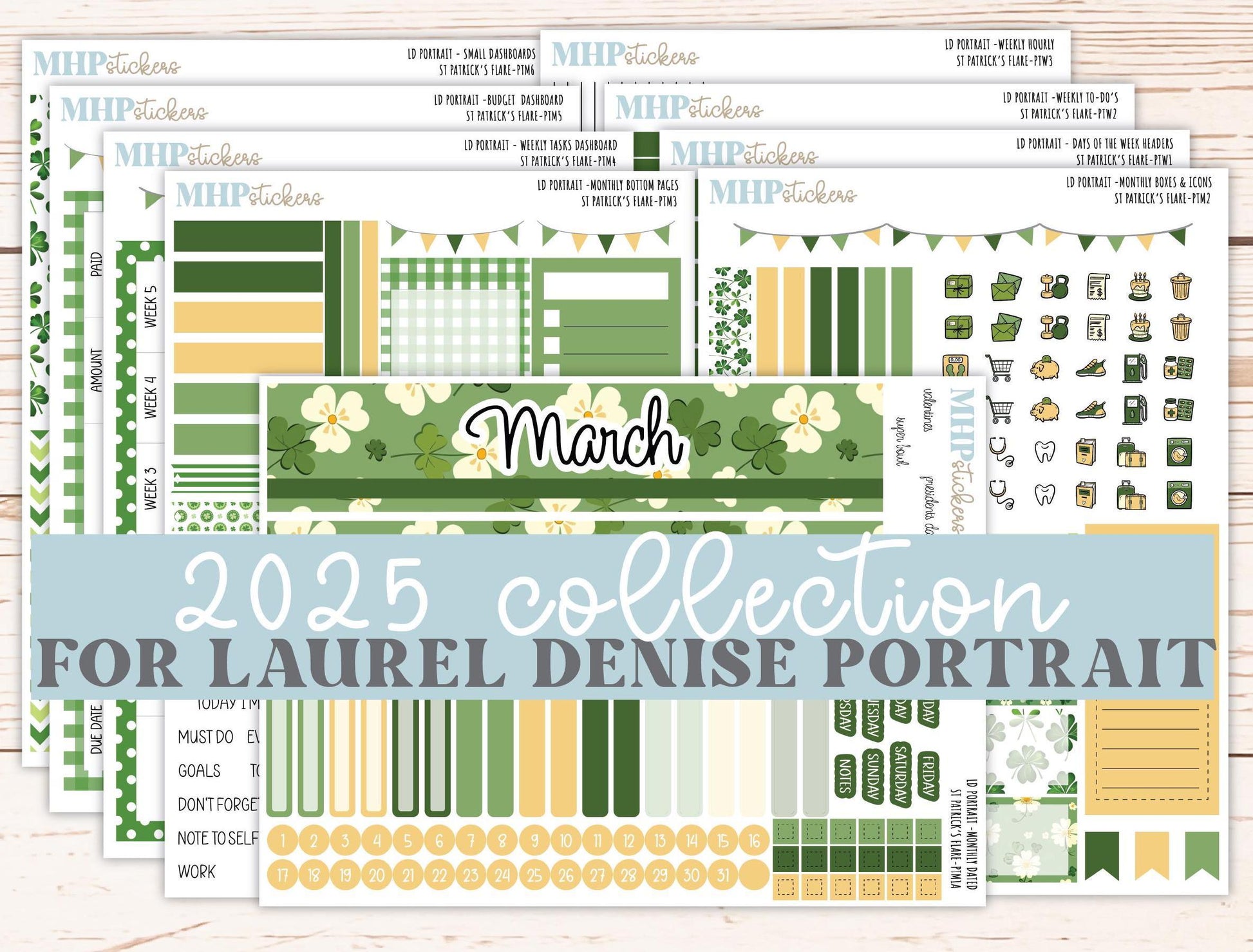 MARCH 2025 Stickers for The Scout Laurel Denise Planner (formerly Portrait Planner). "St Patrick's Flare" || PTSPF