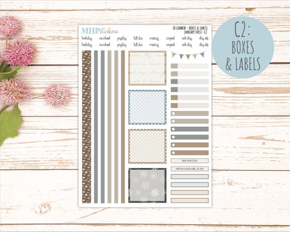 JANUARY 2026 Stickers for The Carmen Laurel Denise Planner (Simply Month Planner). "January Frost" || C