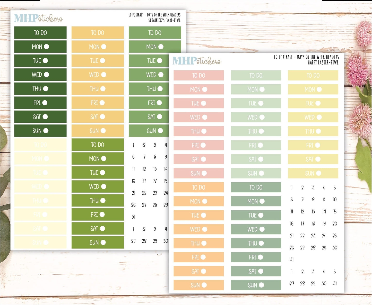 Days of the Week Headers for the Large Laurel Denise Scout Planner (formerly Portrait Planner) 2025 Collection || PT