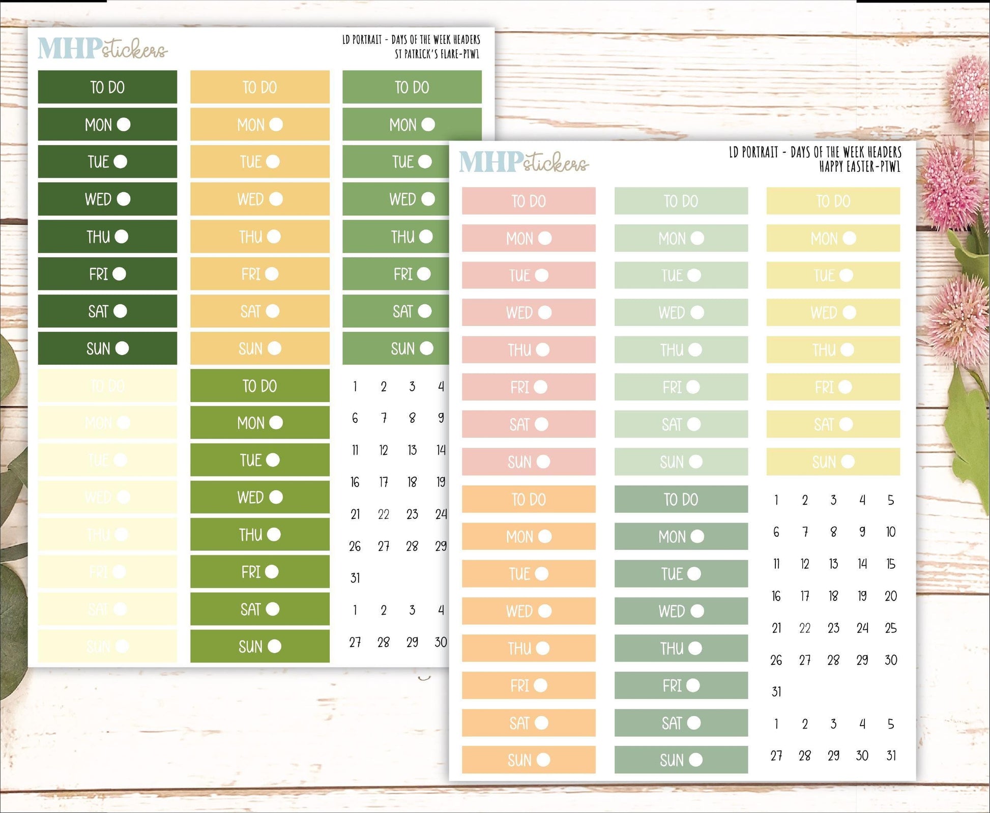 Days of the Week Headers for the Large Laurel Denise Scout Planner (formerly Portrait Planner) 2025 Collection || PT