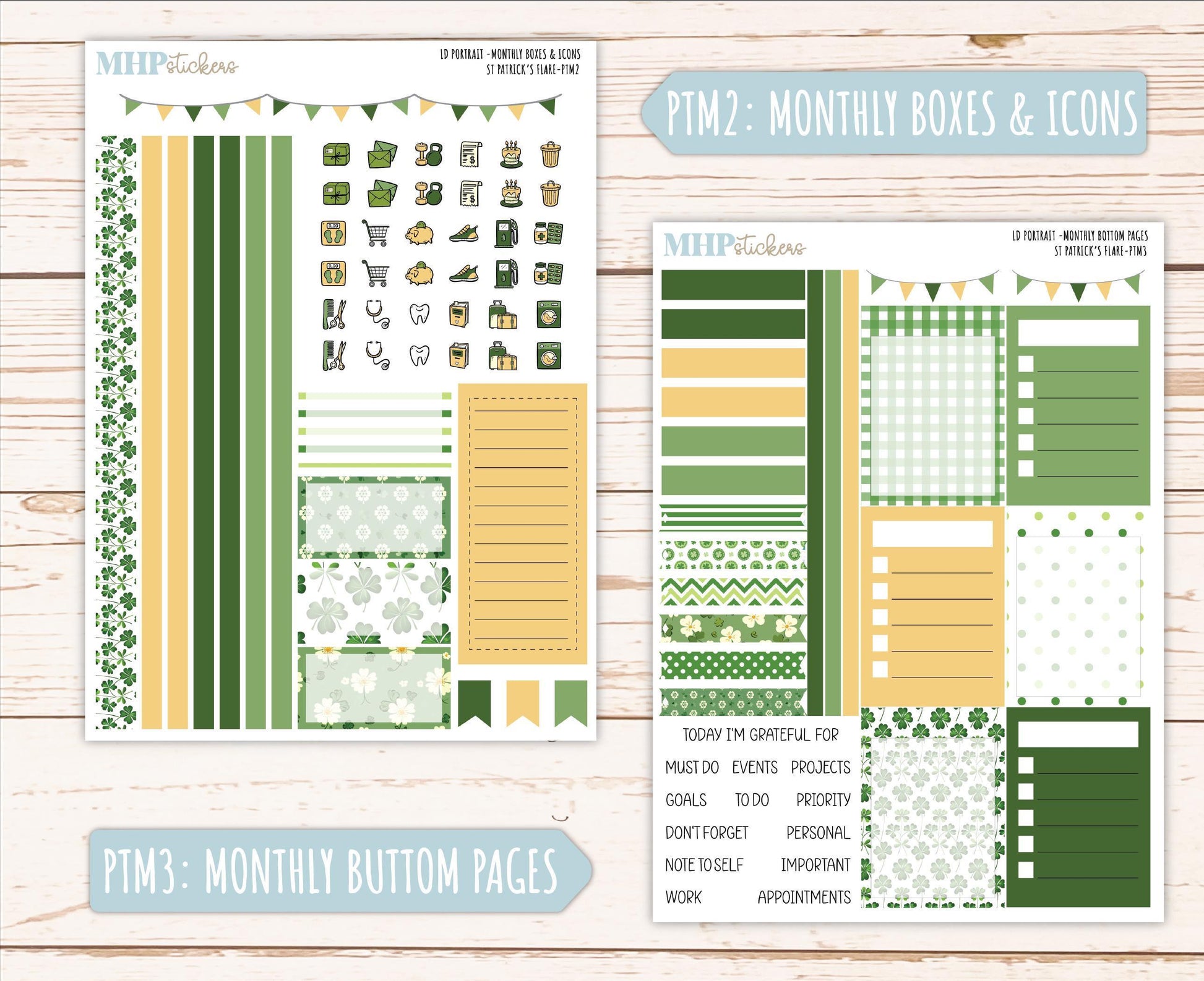 MARCH 2025 Stickers for The Scout Laurel Denise Planner (formerly Portrait Planner). "St Patrick's Flare" || PTSPF