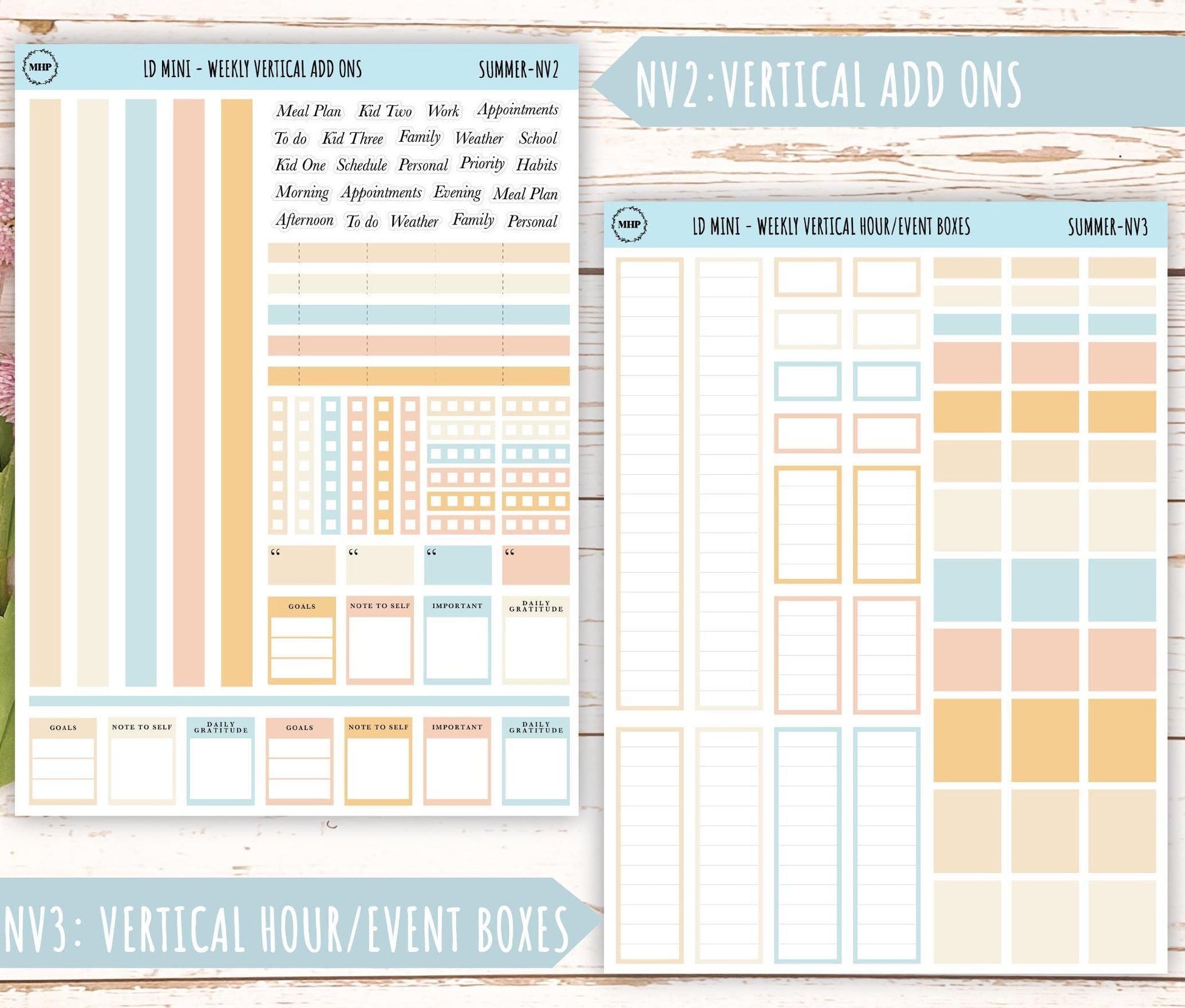 JULY Neutral Color Stickers for small Laurel Denise Planners || NJUL