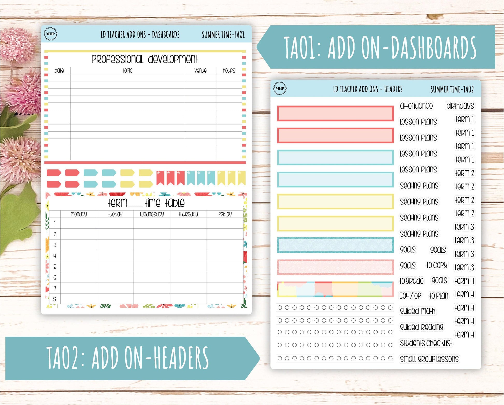 AUGUST Stickers for The Valerie Laurel Denise Planner (Formerly Teacher Planner) "Summer Time" || TST