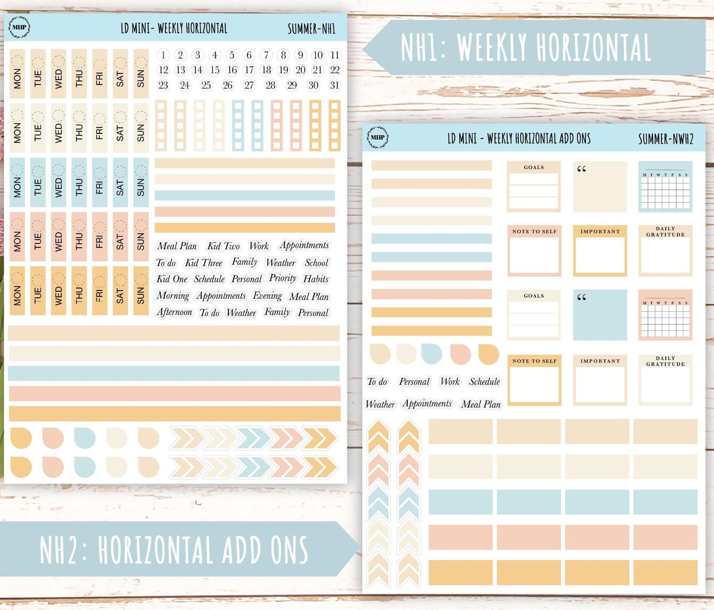 JULY Neutral Color Stickers for small Laurel Denise Planners || NJUL