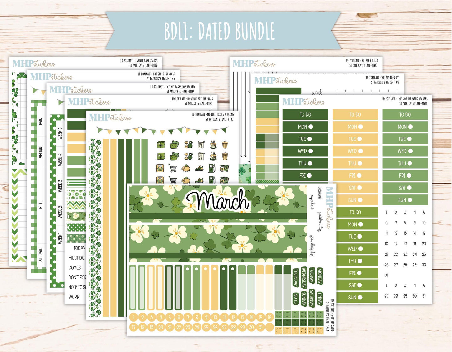 MARCH 2025 Stickers for The Scout Laurel Denise Planner (formerly Portrait Planner). "St Patrick's Flare" || PTSPF