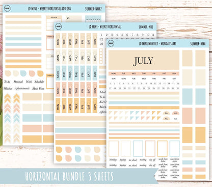 JULY Neutral Color Stickers for small Laurel Denise Planners || NJUL
