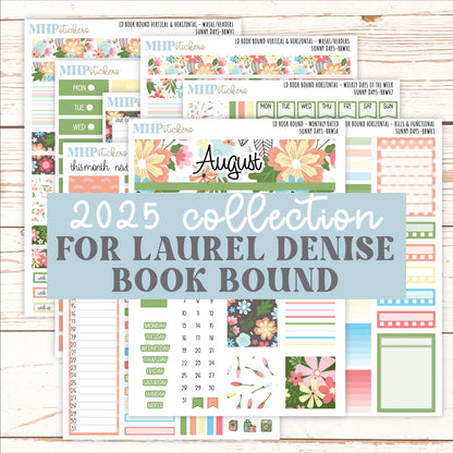 August 2025 Stickers for The Mae & The Kristy Laurel Denise Planners ( Formerly Book Bound Planner) "Sunny Days" || BBSD