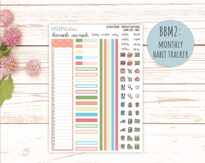 August 2025 Stickers for The Mae & The Kristy Laurel Denise Planners ( Formerly Book Bound Planner) "Sunny Days" || BBSD