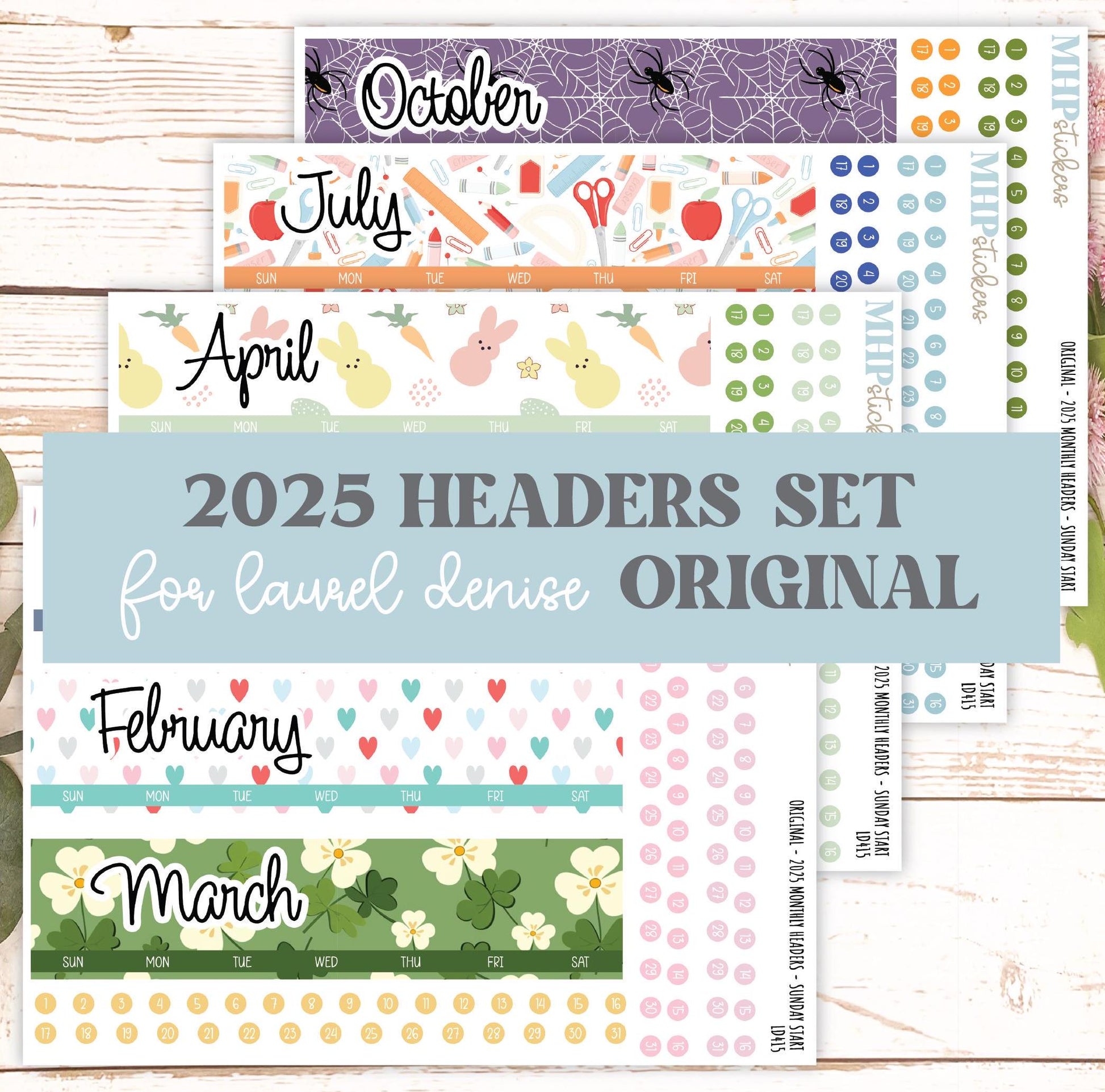 2025 Monthly Headers Set for Laurel Denise Large || LD415