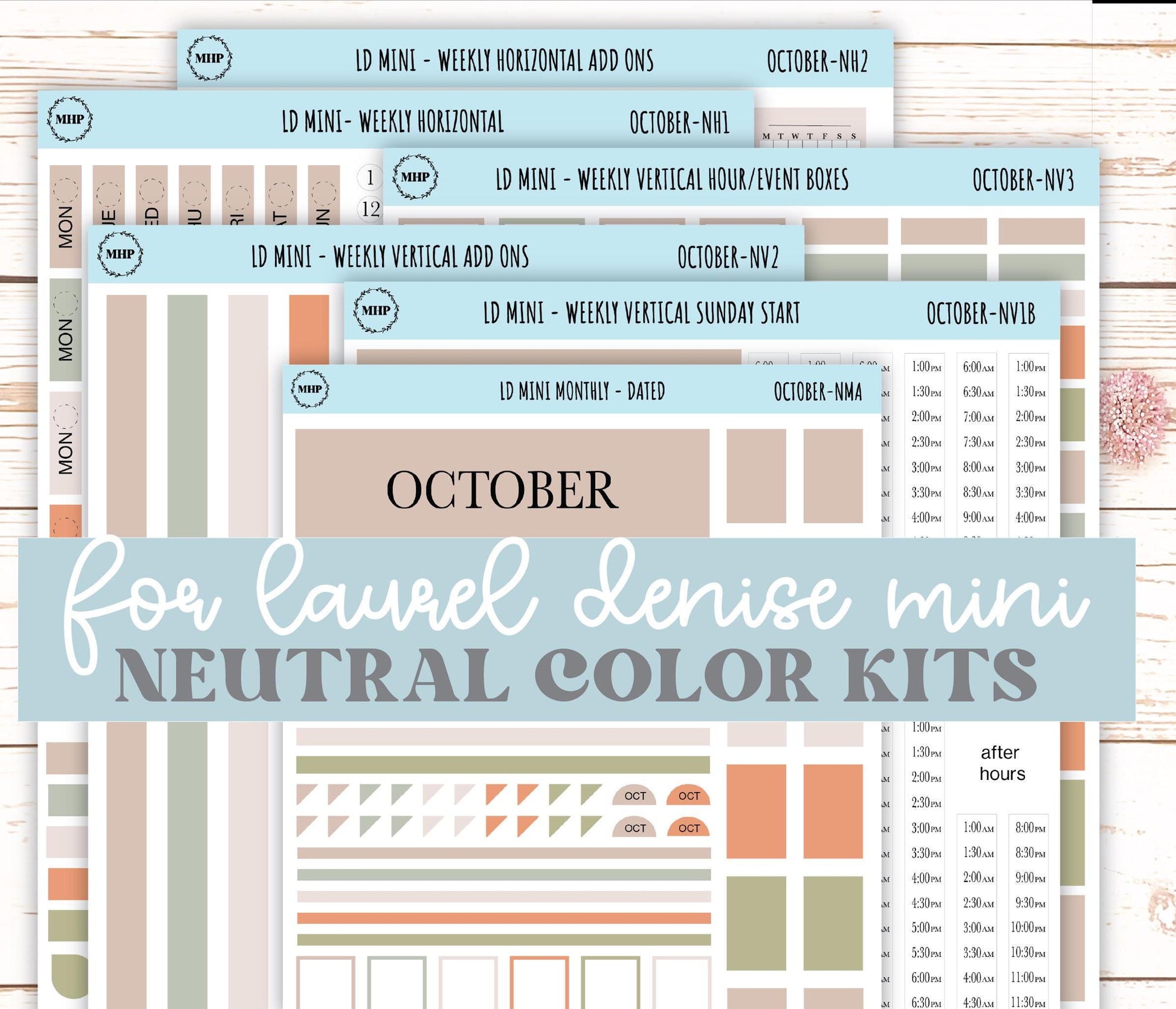 OCTOBER Neutral Color Stickers for small Laurel Denise Planners || NOCT