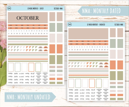 OCTOBER Neutral Color Stickers for small Laurel Denise Planners || NOCT