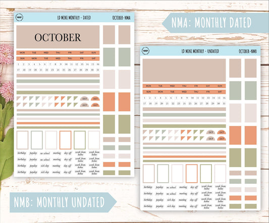 OCTOBER Neutral Color Stickers for small Laurel Denise Planners || NOCT