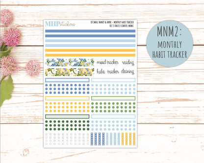 APRIL 2026 Stickers for Small Nancy & Anne Laurel Denise Planners. (Formerly Mini Planner) "Bee's Knees Flowers" || MN
