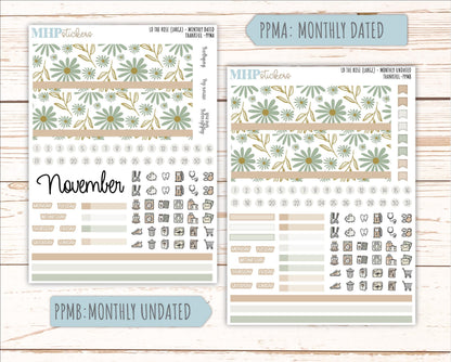 NOVEMBER Stickers for the large Laurel Denise Rose Planner (Formerly Project Planner) "Wild Boho" || PP