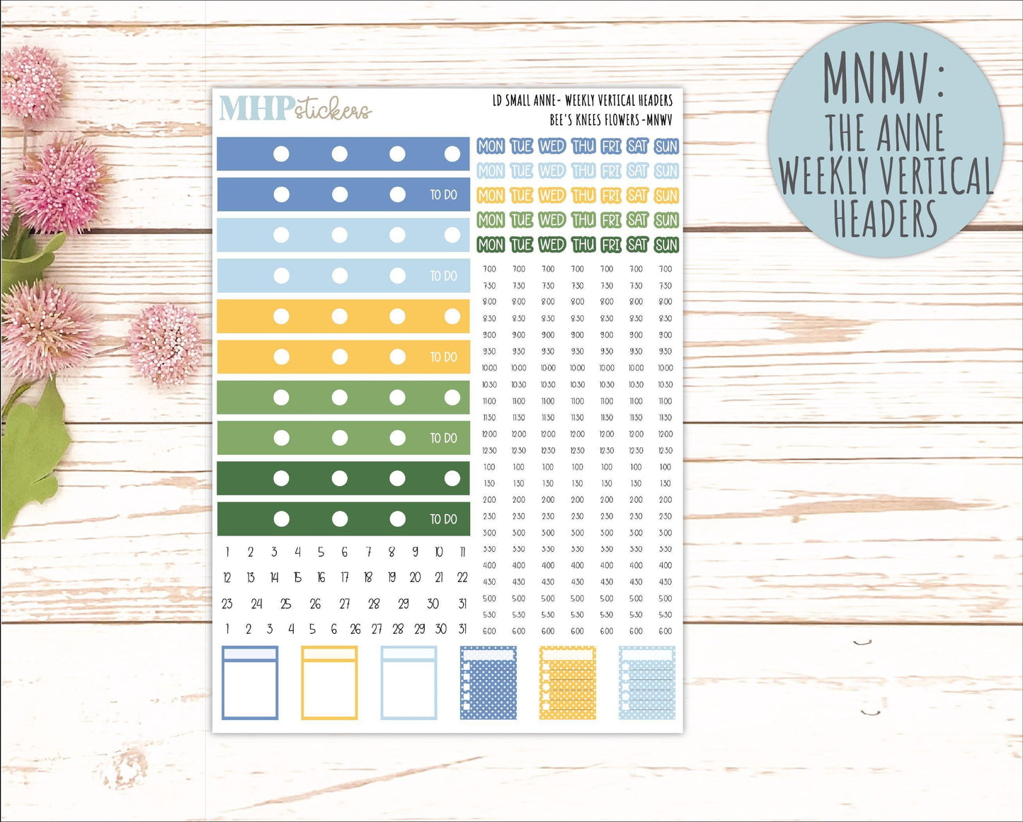 APRIL 2026 Stickers for Small Nancy & Anne Laurel Denise Planners. (Formerly Mini Planner) "Bee's Knees Flowers" || MN