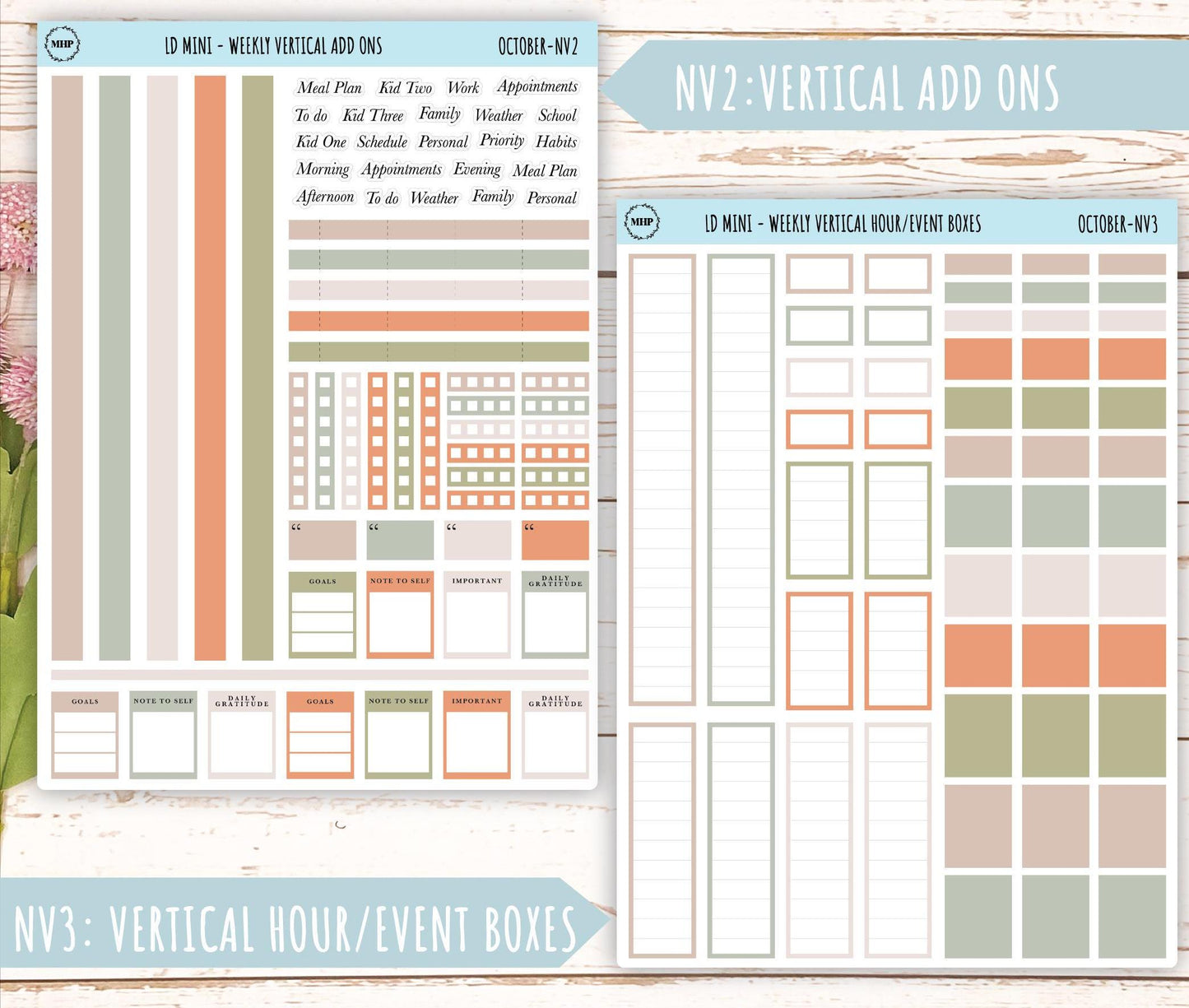 OCTOBER Neutral Color Stickers for small Laurel Denise Planners || NOCT