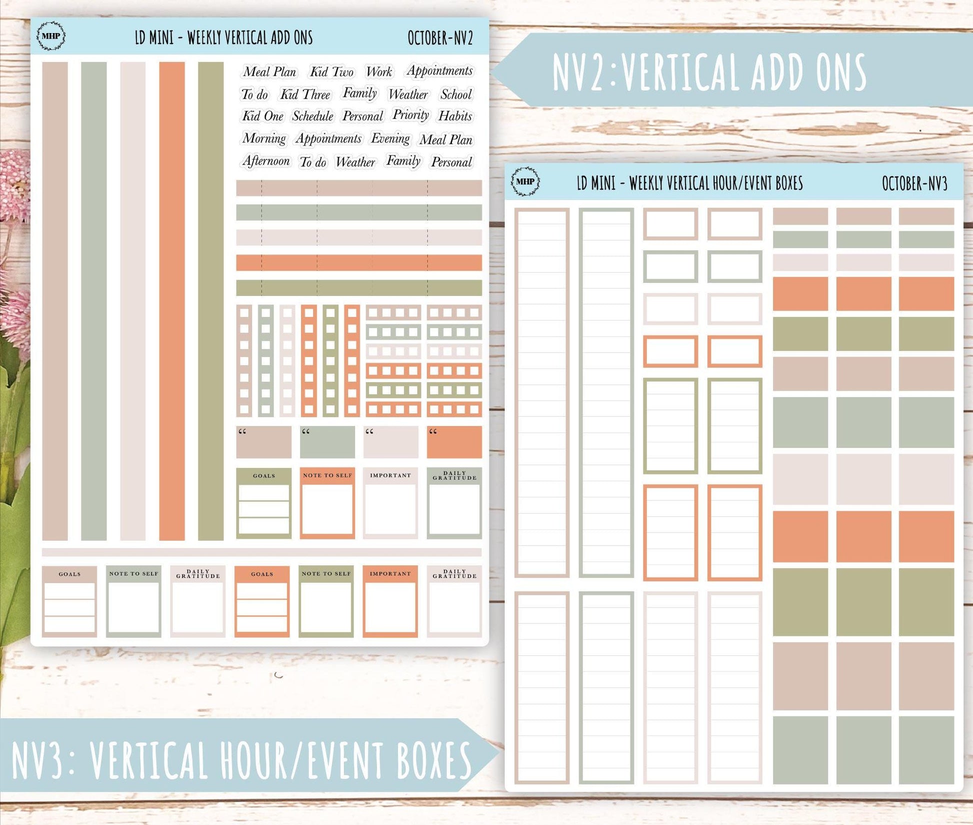 OCTOBER Neutral Color Stickers for small Laurel Denise Planners || NOCT