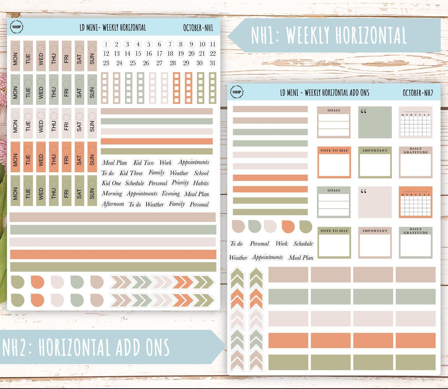 OCTOBER Neutral Color Stickers for small Laurel Denise Planners || NOCT