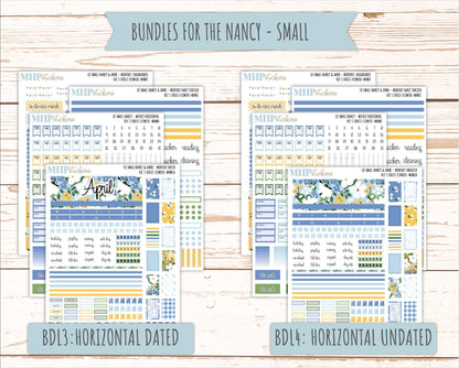 APRIL 2026 Stickers for Small Nancy & Anne Laurel Denise Planners. (Formerly Mini Planner) "Bee's Knees Flowers" || MN