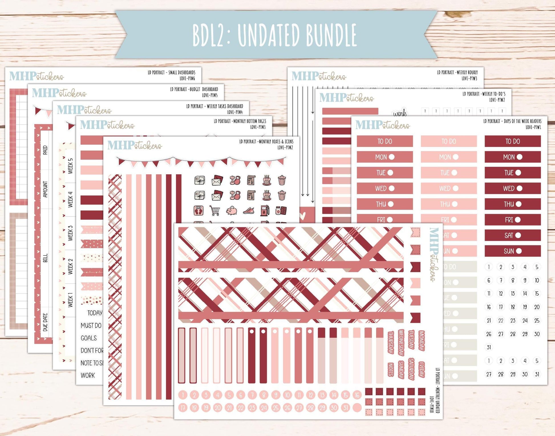 FEBRUARY 2025 Stickers for The Scout Laurel Denise Planner (formerly Portrait Planner). "Love" || PTLV