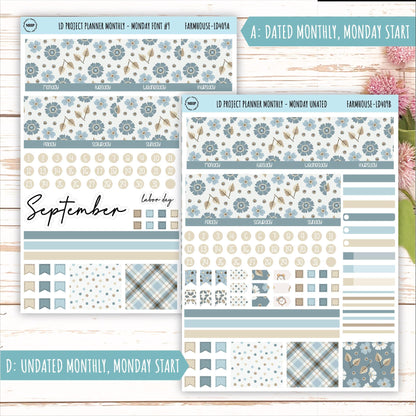 SEPTEMBER Stickers for The Rose Large Laurel Denise Planner (Formerly Project Planner) "Farmhouse" || LD409FH