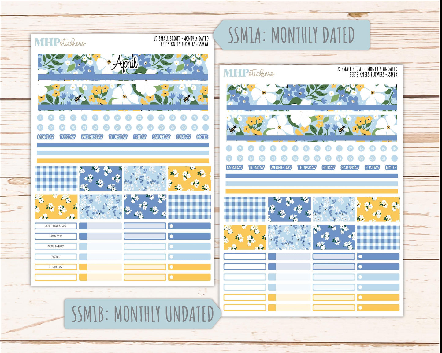 APRIL 2026 Stickers for the Small Scout Planner. For Laurel Denise Planners. "Bee's Knees Flowers" ||SS