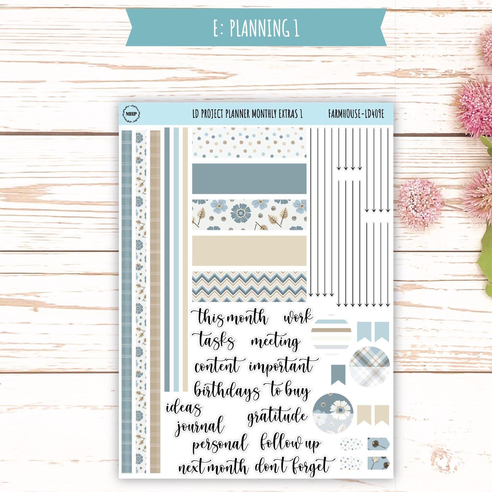 SEPTEMBER Stickers for The Rose Large Laurel Denise Planner (Formerly Project Planner) "Farmhouse" || LD409FH