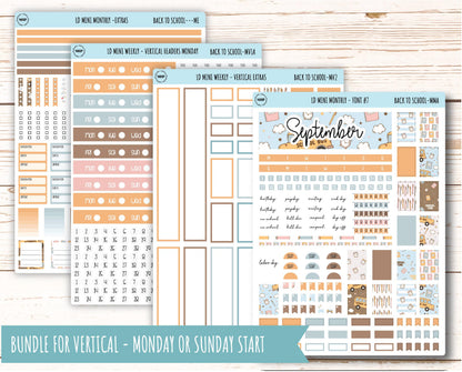 September Stickers for Small Horizontal & Vertical Laurel Denise Planners. (Formerly Mini Planner) "Back to School" || MBTS