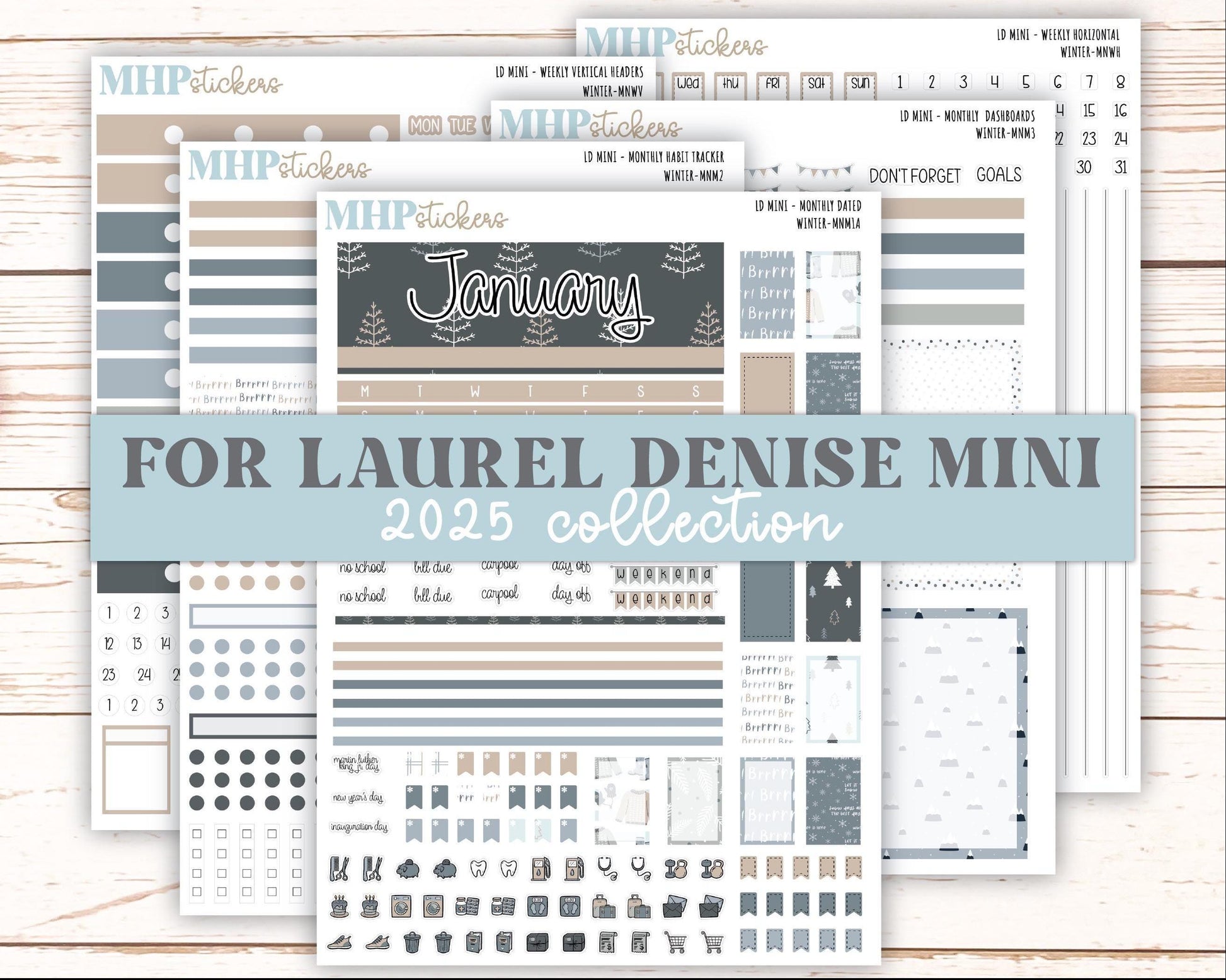 JANUARY 2025 Stickers for small Laurel Denise Planners "Winter" || MNW