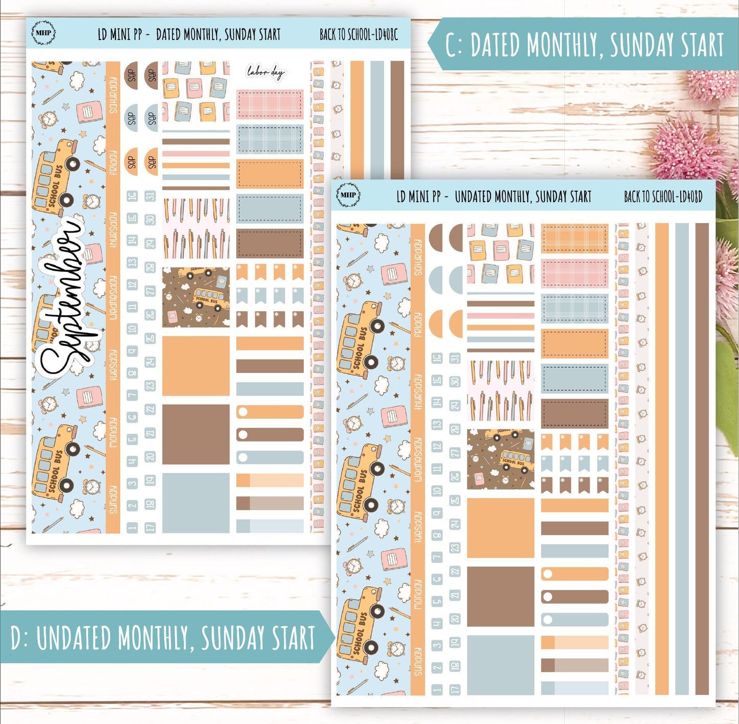 SEPTEMBER Stickers for The Rose Small Laurel Denise Planner (Formerly Mini Project Planner) "Back to School" || LD408BTS