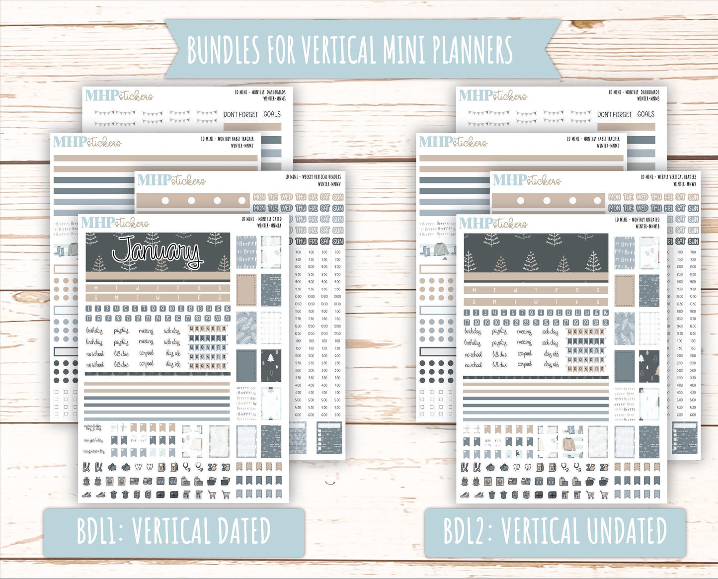 JANUARY 2025 Stickers for small Laurel Denise Planners "Winter" || MNW