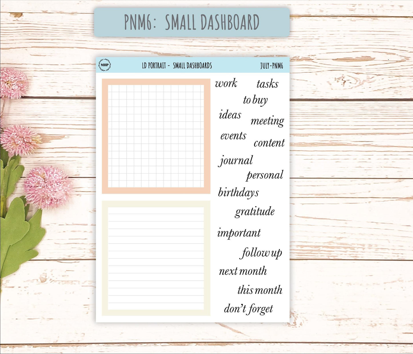 JULY Stickers for The Scout Laurel Denise Planner (formerly Portrait Planner). Neutral Color || PN