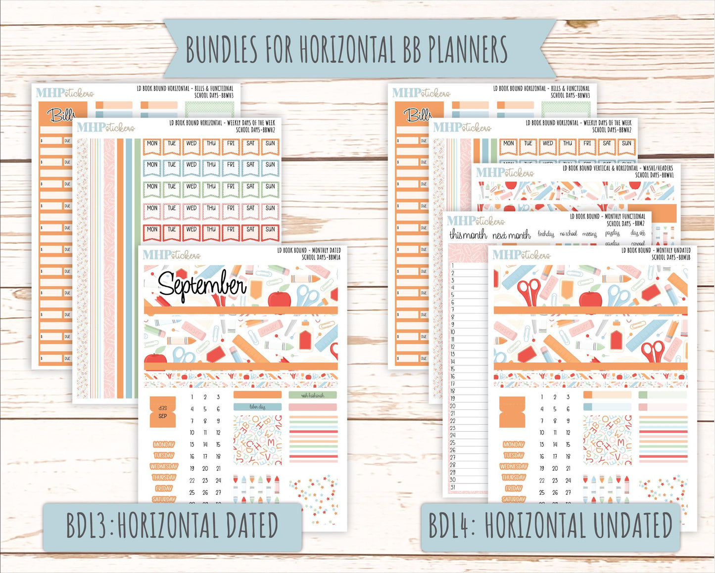SEPTEMBER 2025 Stickers for The Mae & The Kristy Laurel Denise Planners ( Formerly Book Bound Planner) "School Days" || BB