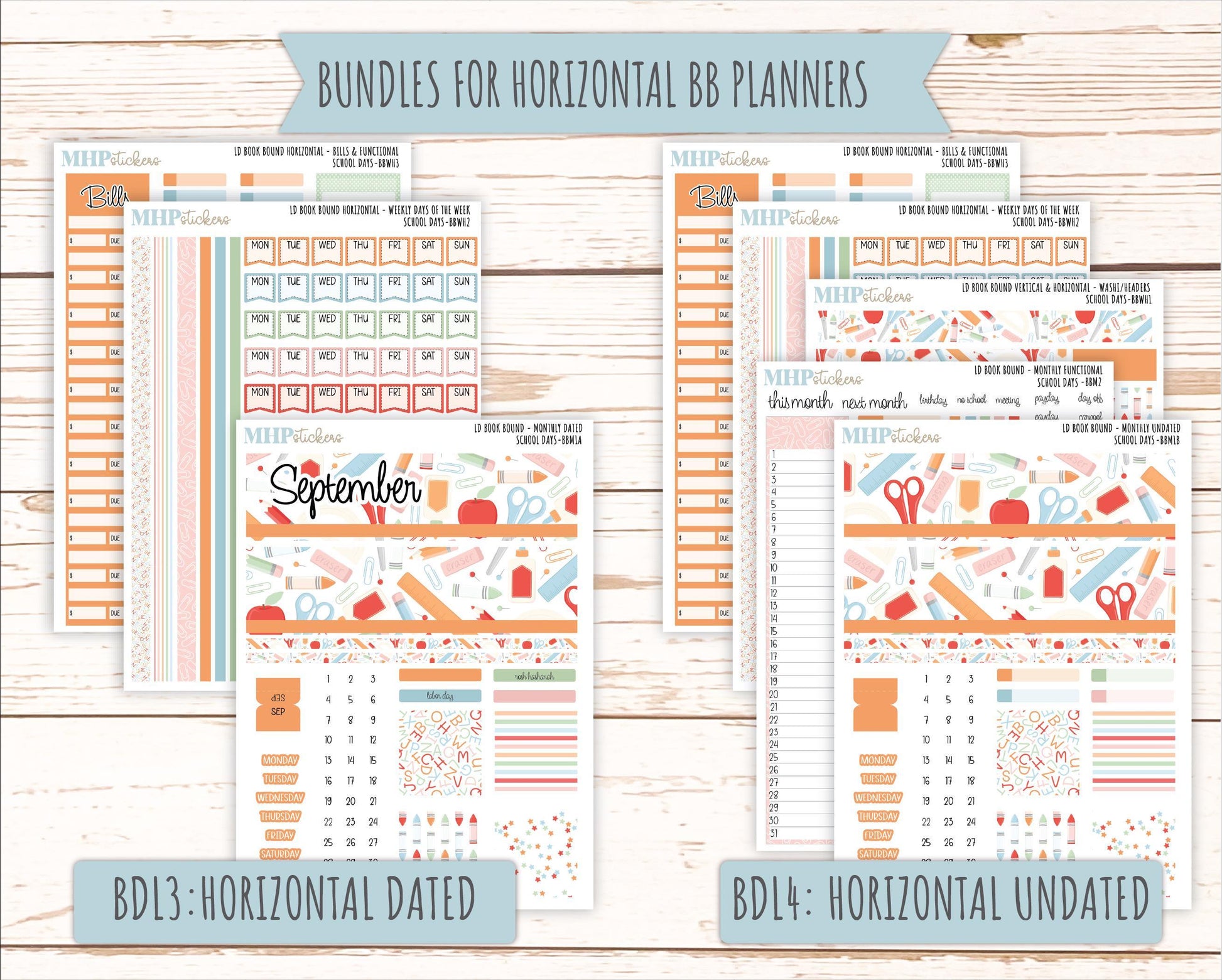 SEPTEMBER 2025 Stickers for The Mae & The Kristy Laurel Denise Planners ( Formerly Book Bound Planner) "School Days" || BB