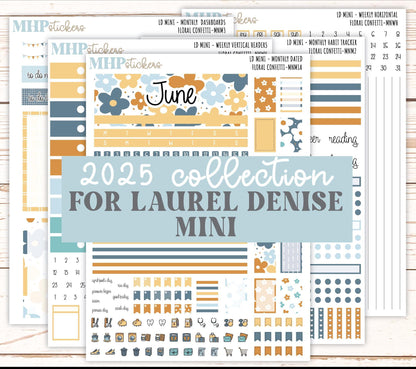 JUNE 2025 Stickers for Small Horizontal & Vertical Laurel Denise Planners. (Formerly Mini Planner) "Floral Confetti" || MNFC