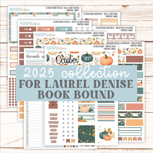 OCTOBER 2025 Stickers for The Mae & The Kristy Laurel Denise Planners ( Formerly Book Bound Planner) "Pumpkins" || BB