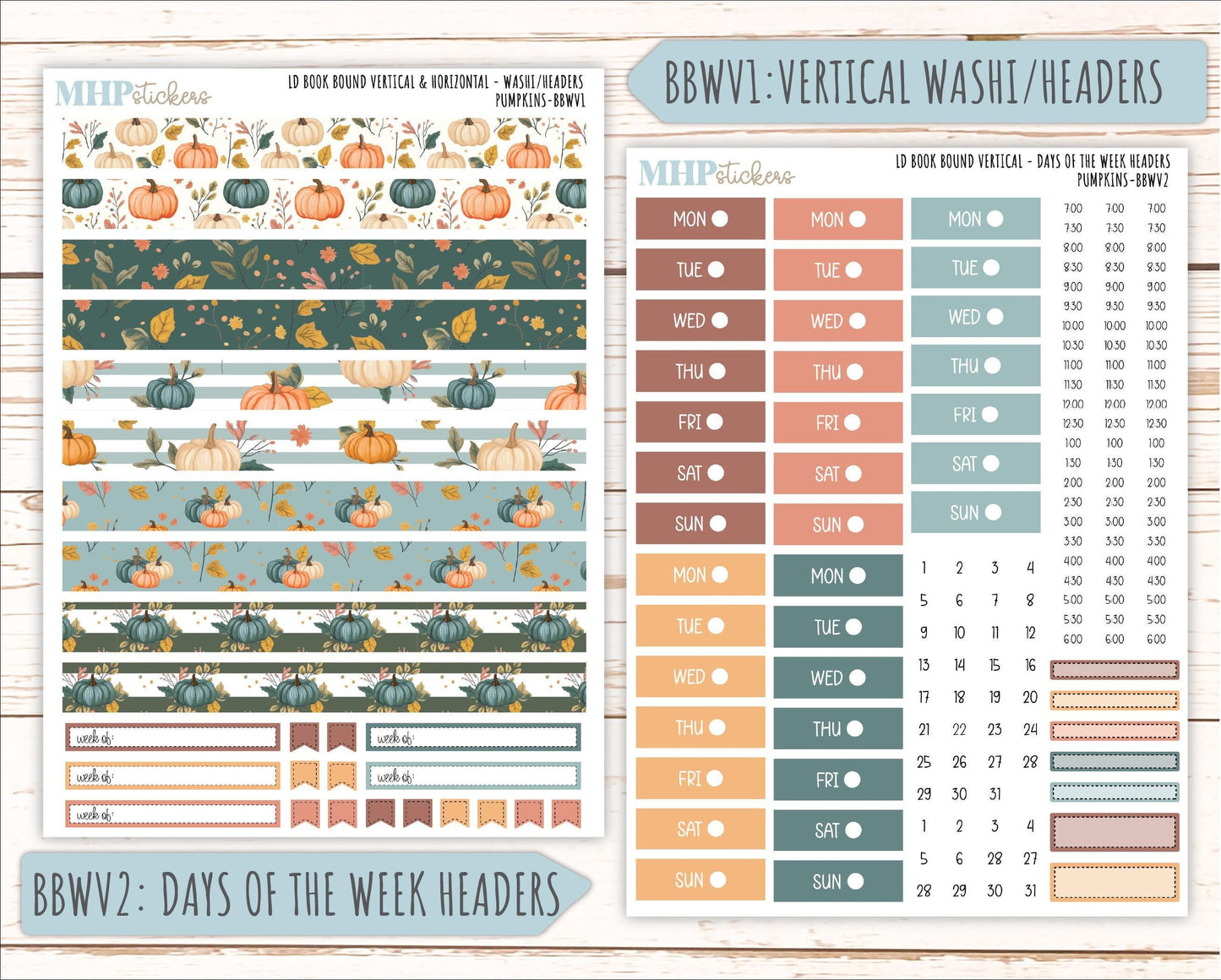 OCTOBER 2025 Stickers for The Mae & The Kristy Laurel Denise Planners ( Formerly Book Bound Planner) "Pumpkins" || BB