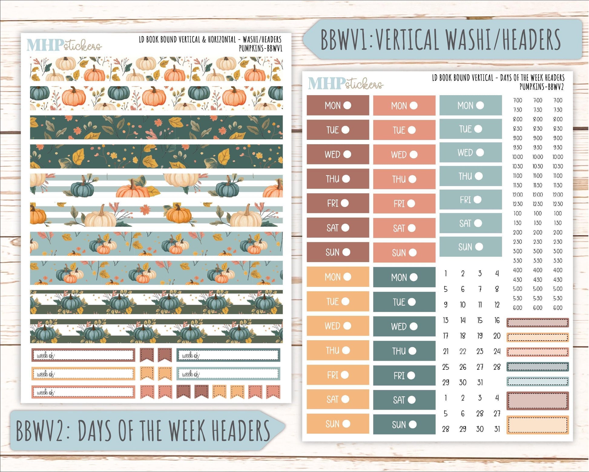 OCTOBER 2025 Stickers for The Mae & The Kristy Laurel Denise Planners ( Formerly Book Bound Planner) "Pumpkins" || BB