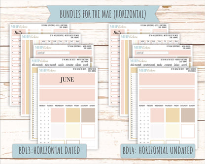 JUNE Stickers for The Mae & Kristy Laurel Denise Planners (formerly Book Bound Planner). Neutral Color || BBN