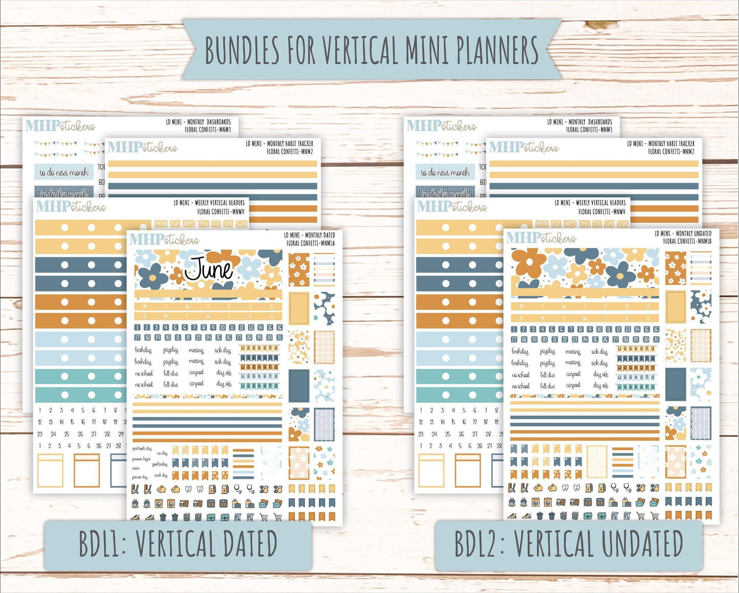 JUNE 2025 Stickers for Small Horizontal & Vertical Laurel Denise Planners. (Formerly Mini Planner) "Floral Confetti" || MNFC