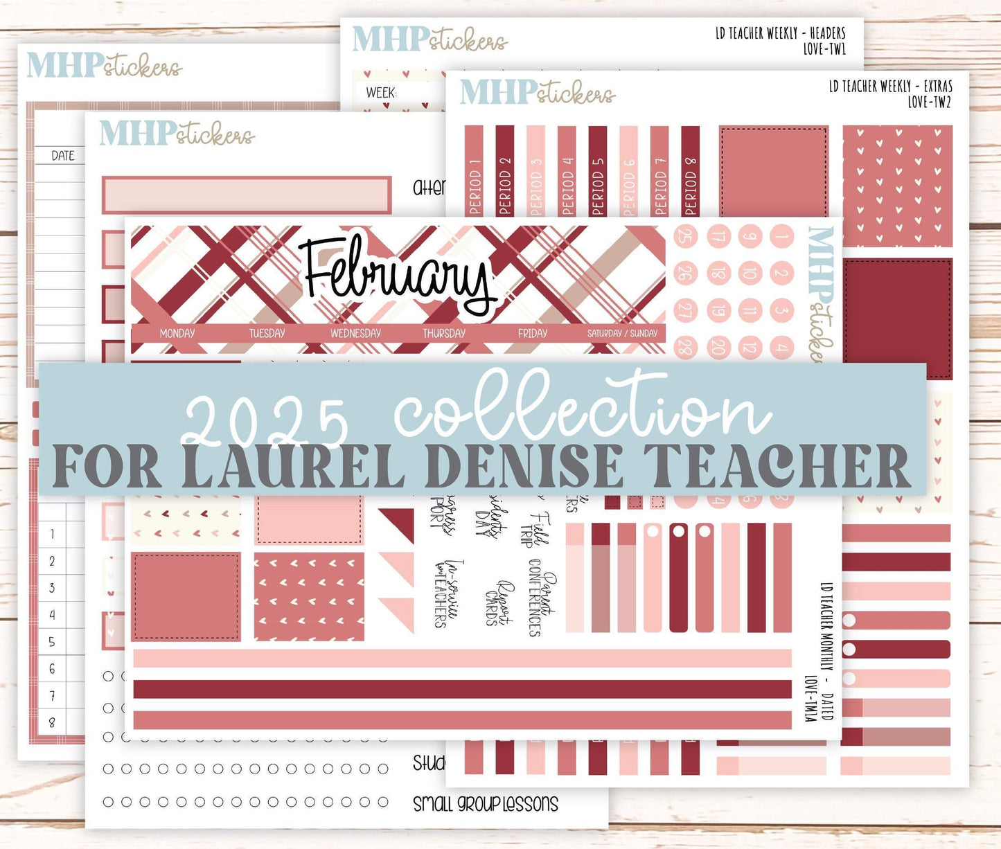 FEBRUARY Stickers for The Valerie Laurel Denise Planner (Formerly Teacher Planner) "LOVE" || TLV