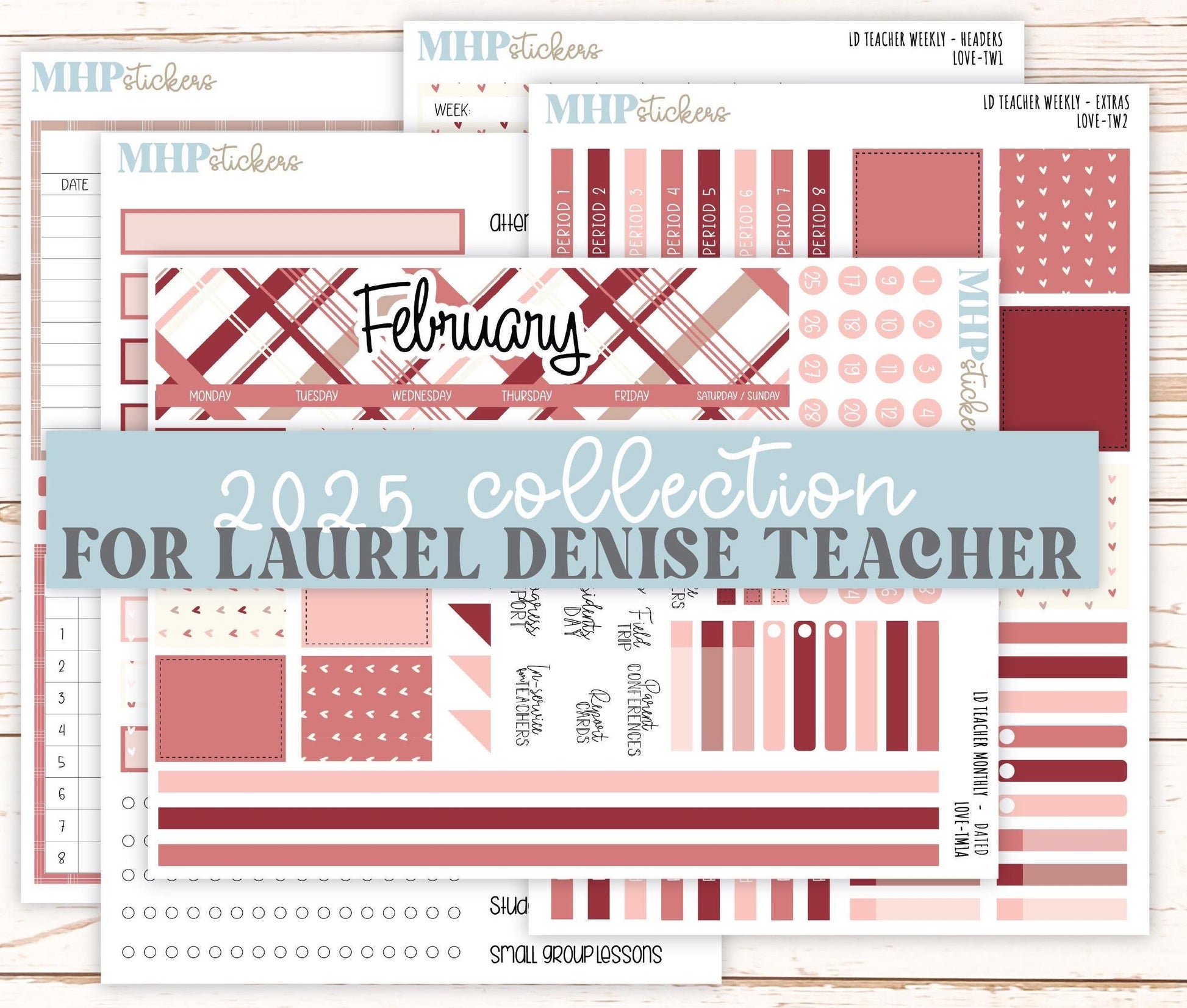 FEBRUARY Stickers for The Valerie Laurel Denise Planner (Formerly Teacher Planner) "LOVE" || TLV