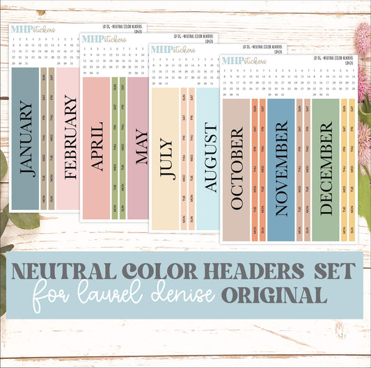 Neutral Color Monthly Headers Set for Laurel Denise Large || LD420