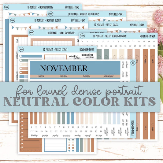 NOVEMBER Stickers for The Scout Laurel Denise Planner (formerly Portrait Planner). Neutral Color || PN