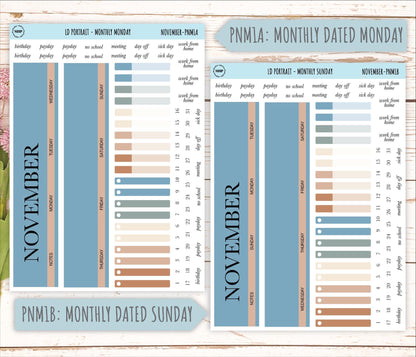 NOVEMBER Stickers for The Scout Laurel Denise Planner (formerly Portrait Planner). Neutral Color || PN