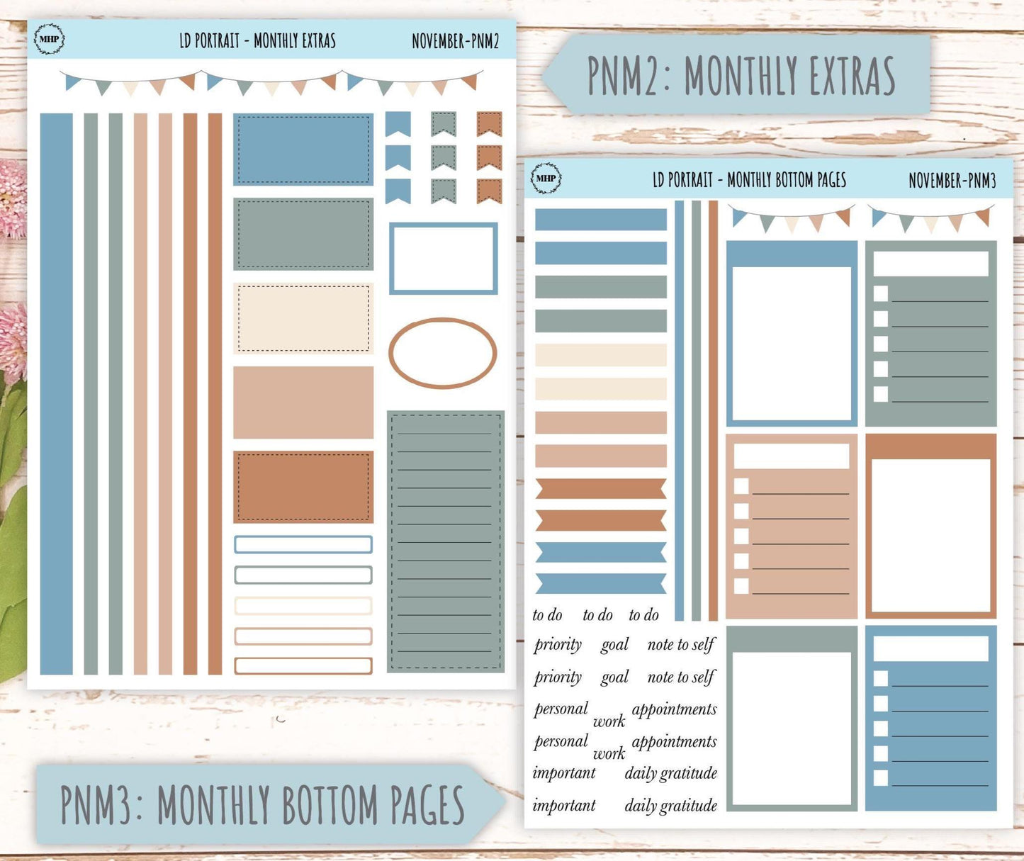 NOVEMBER Stickers for The Scout Laurel Denise Planner (formerly Portrait Planner). Neutral Color || PN