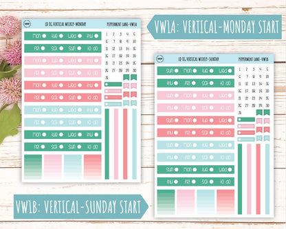 DECEMBER Stickers for Large size Horizontal & Vertical Laurel Denise Planner. (Formerly Original or Standar Size) "Peppermint Lane" || OGPL