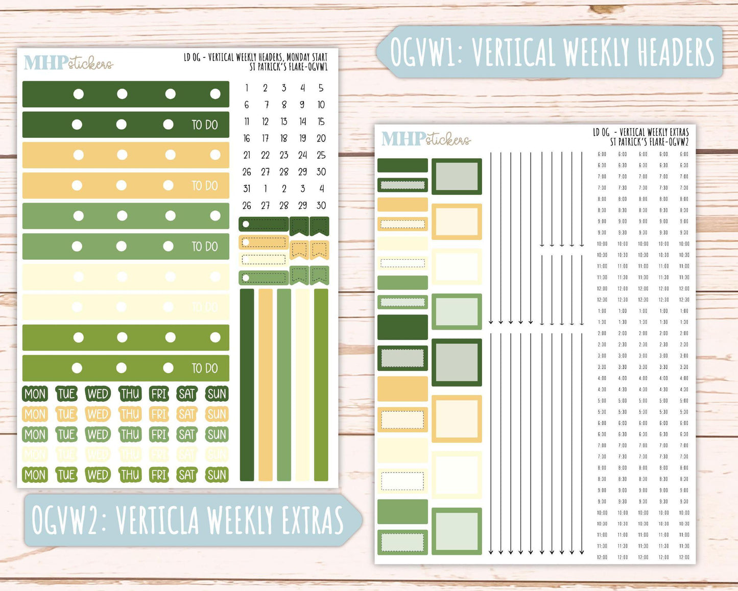 MARCH 2025 Stickers for Large size Horizontal & Vertical Laurel Denise Planners. (Formerly Original Size) "St Patrick's Flare" || OGSPF